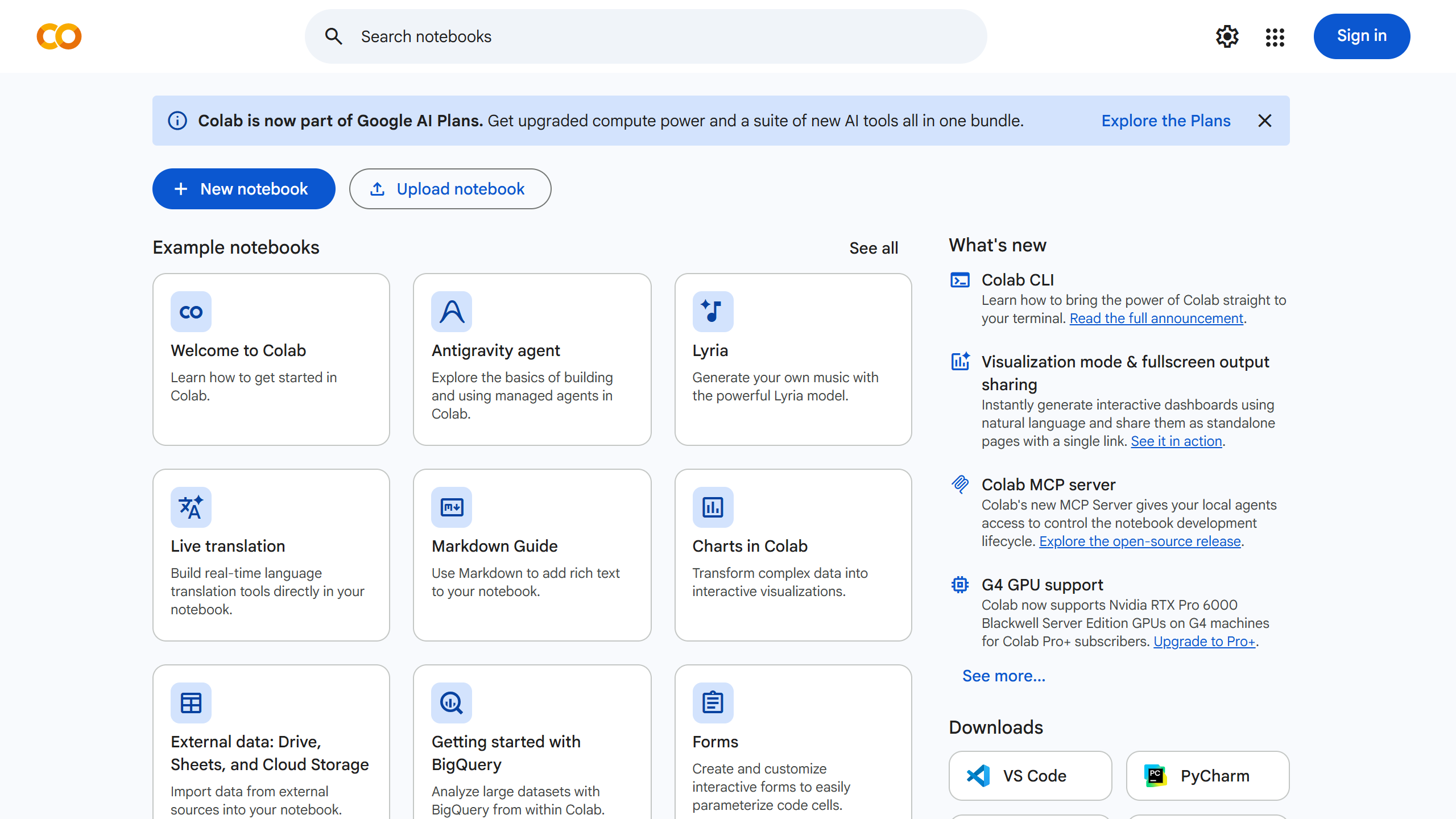 Google Colab Interface Screenshot